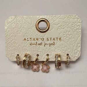 Altar'd State Gold Hoops with Pink Charms
